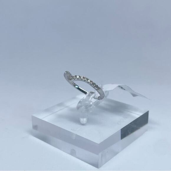 Moissanite Diamond V Shaped Band Ring Anniversary Wedding Stacking 925 18K Gold - Picture 2 of 5